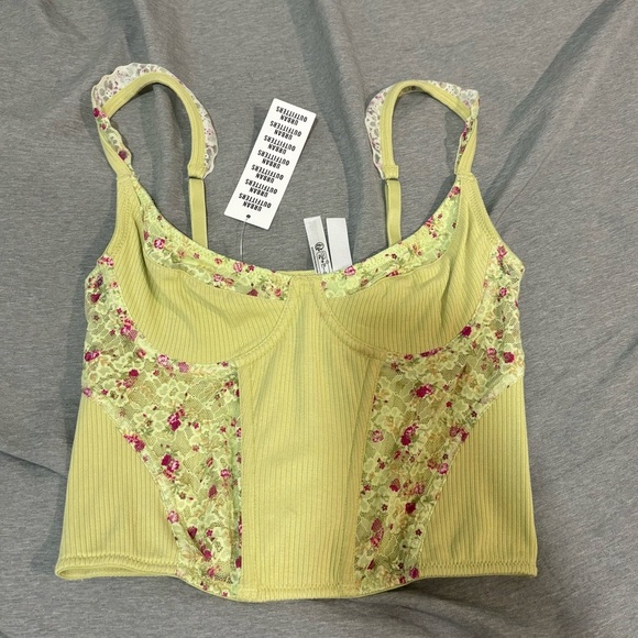 Urban Outfitters Green Floral Lace Corset - Picture 1 of 4